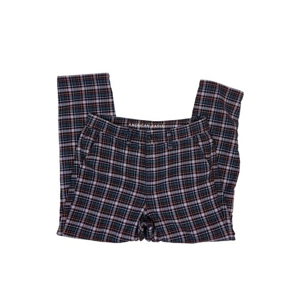 American Eagle Pants - American Eagle Super Hi-Rise Skinny Trouser Women’s Size 10 Multi Plaid Stretch